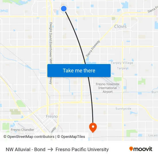 NW Alluvial - Bond to Fresno Pacific University map