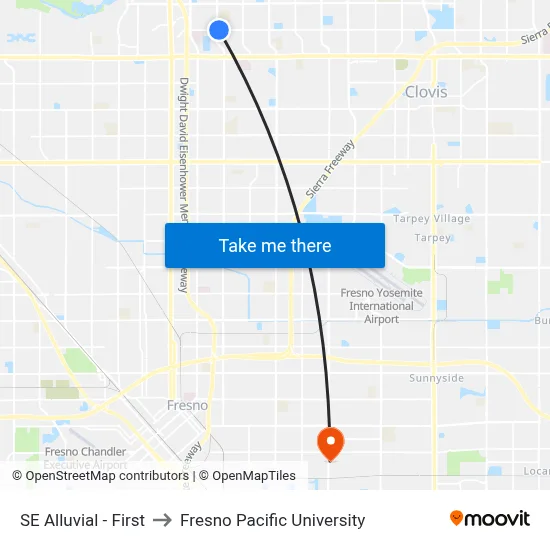 SE Alluvial - First to Fresno Pacific University map