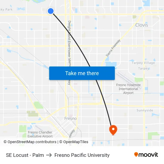 SE Locust - Palm to Fresno Pacific University map