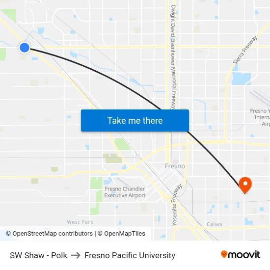 SW Shaw - Polk to Fresno Pacific University map