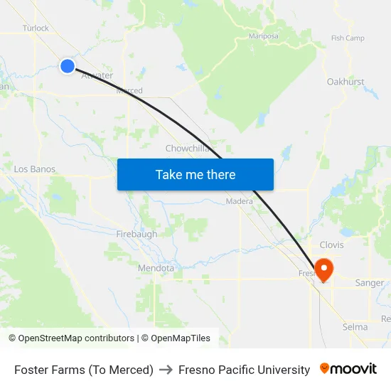 Foster Farms (To Merced) to Fresno Pacific University map