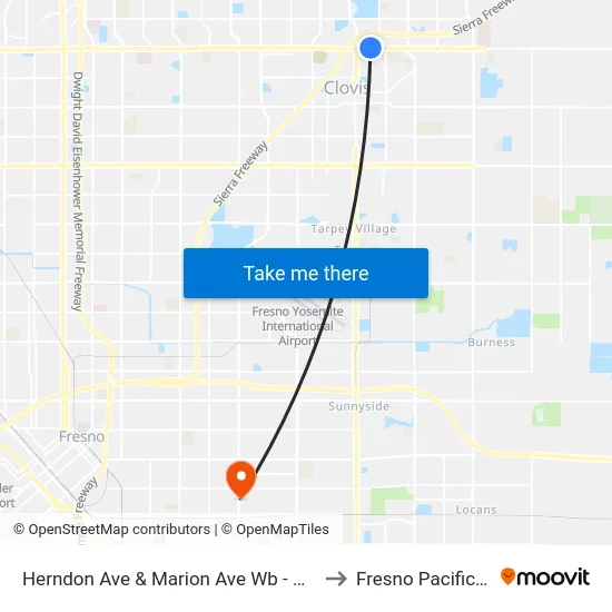 Herndon Ave & Marion Ave Wb - Walmart Supercenter to Fresno Pacific University map
