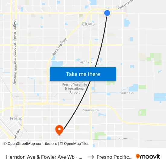 Herndon Ave & Fowler Ave Wb - Windmill Marketplace to Fresno Pacific University map