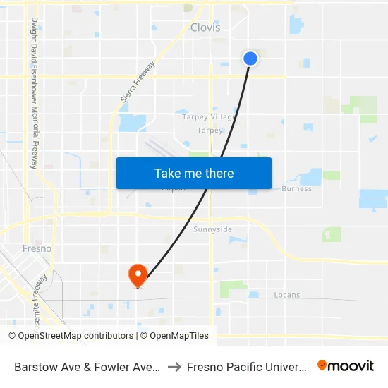 Barstow Ave & Fowler Ave Eb to Fresno Pacific University map