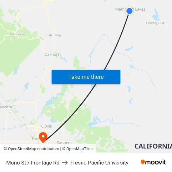 Mono St / Frontage Rd to Fresno Pacific University map