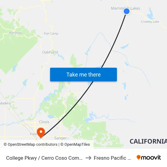 College Pkwy / Cerro Coso Community College to Fresno Pacific University map
