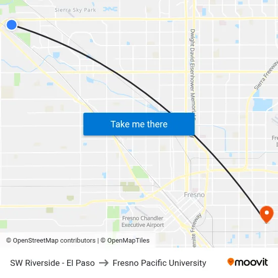 SW Riverside - El Paso to Fresno Pacific University map