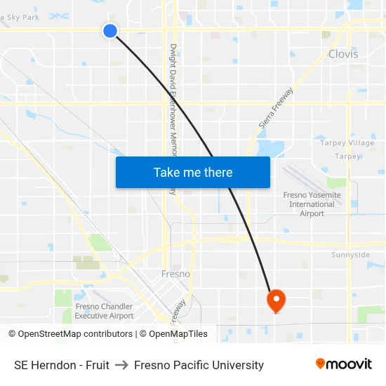 SE Herndon - Fruit to Fresno Pacific University map