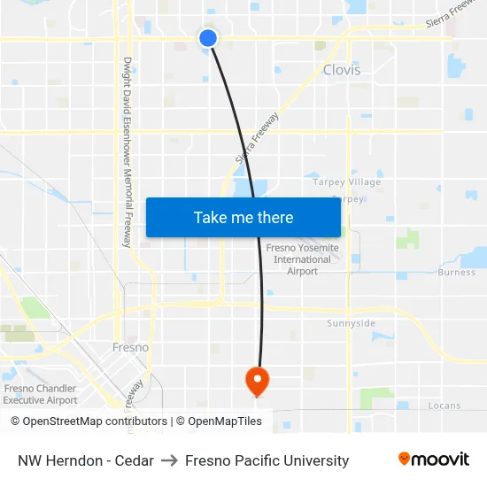 NW Herndon - Cedar to Fresno Pacific University map