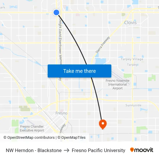 NW Herndon - Blackstone to Fresno Pacific University map