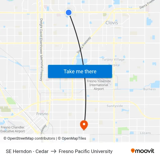 SE Herndon - Cedar to Fresno Pacific University map