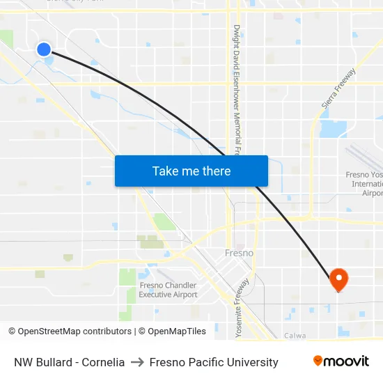 NW Bullard - Cornelia to Fresno Pacific University map