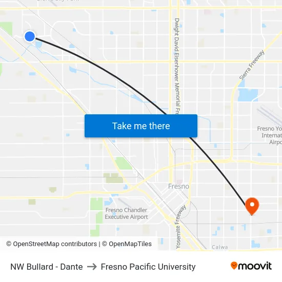 NW Bullard - Dante to Fresno Pacific University map