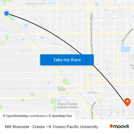 NW Riverside - Cresta to Fresno Pacific University map