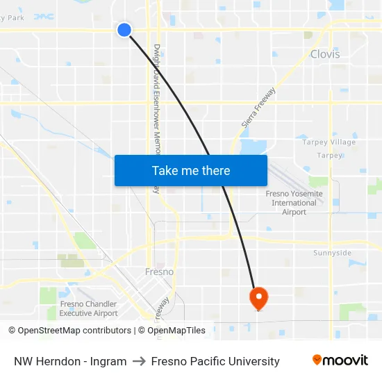 NW Herndon - Ingram to Fresno Pacific University map