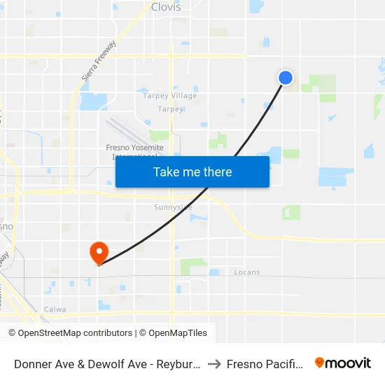Donner Ave & Dewolf Ave - Reyburn Intermediate School to Fresno Pacific University map
