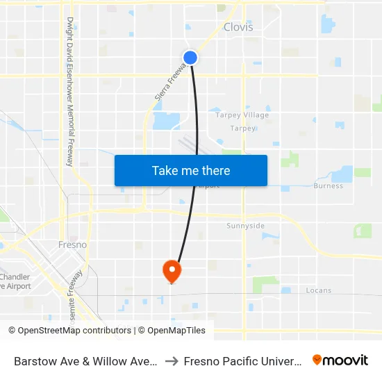Barstow Ave & Willow Ave Eb to Fresno Pacific University map