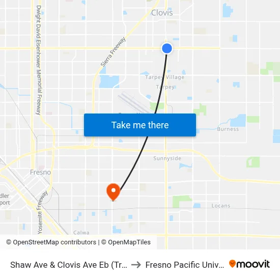 Shaw Ave & Clovis Ave Eb (Transfer) to Fresno Pacific University map