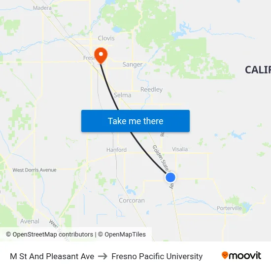 M St And Pleasant Ave to Fresno Pacific University map