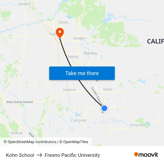 Kohn School to Fresno Pacific University map