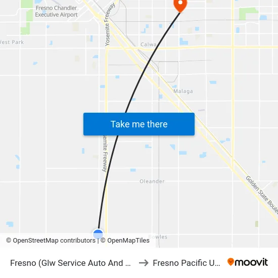 Fresno (Glw Service Auto And Truck Repair) to Fresno Pacific University map