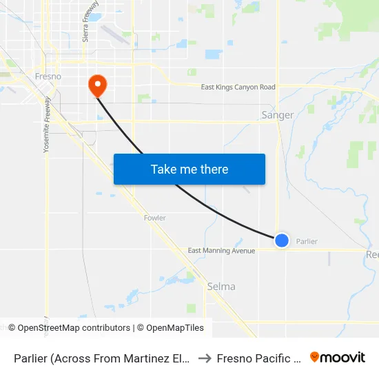 Parlier (Across From Martinez Elementary School) to Fresno Pacific University map