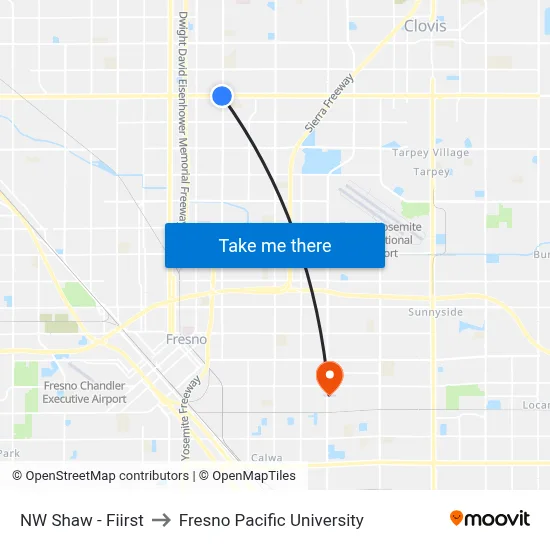 NW Shaw - Fiirst to Fresno Pacific University map