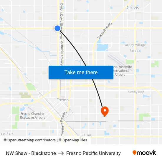 NW Shaw - Blackstone to Fresno Pacific University map