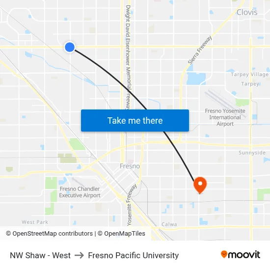 NW Shaw - West to Fresno Pacific University map