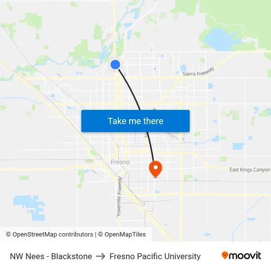NW Nees - Blackstone to Fresno Pacific University map