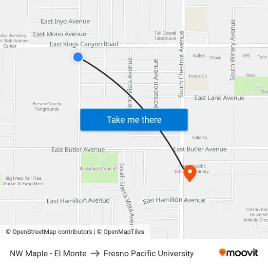 NW Maple - El Monte to Fresno Pacific University map