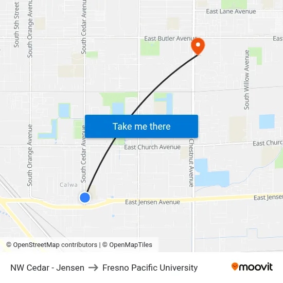 NW Cedar - Jensen to Fresno Pacific University map