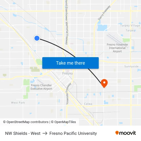 NW Shields - West to Fresno Pacific University map
