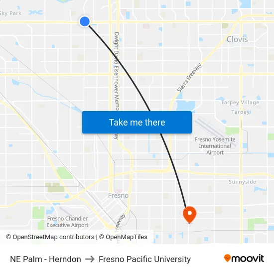 NE Palm - Herndon to Fresno Pacific University map