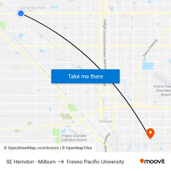 SE Herndon - Milburn to Fresno Pacific University map