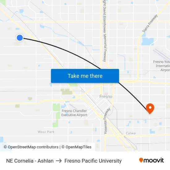 NE Cornelia - Ashlan to Fresno Pacific University map