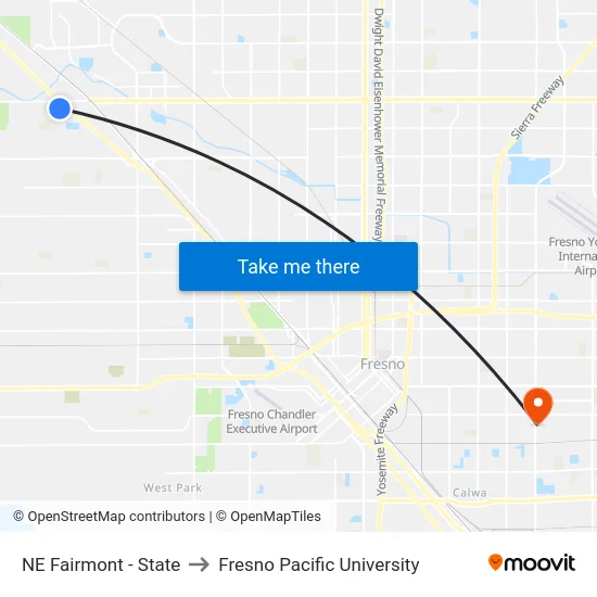 NE Fairmont - State to Fresno Pacific University map