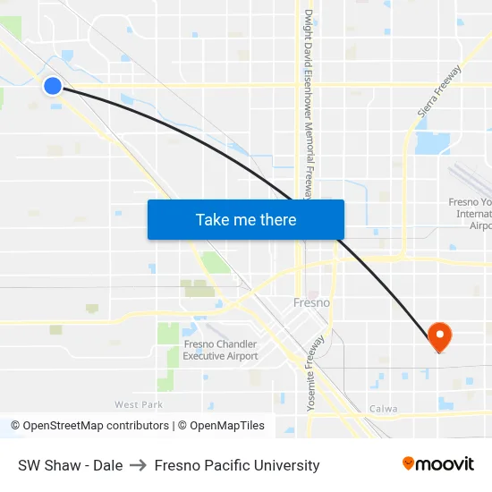 SW Shaw - Dale to Fresno Pacific University map