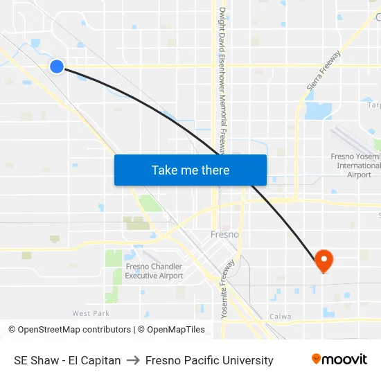 SE Shaw - El Capitan to Fresno Pacific University map
