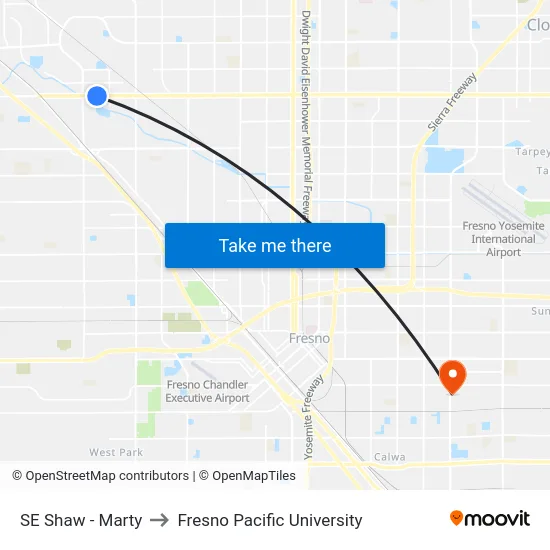SE Shaw - Marty to Fresno Pacific University map