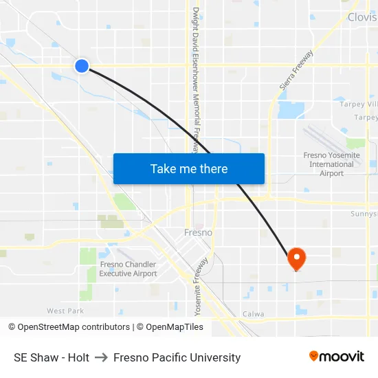 SE Shaw - Holt to Fresno Pacific University map