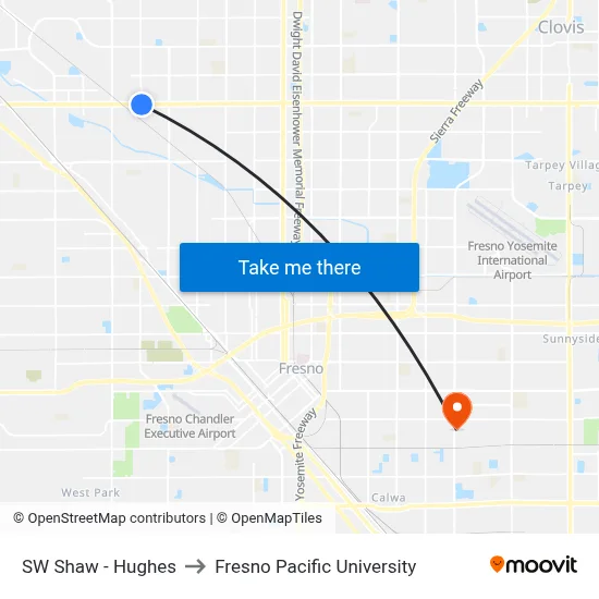 SW Shaw - Hughes to Fresno Pacific University map