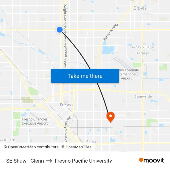SE Shaw - Glenn to Fresno Pacific University map