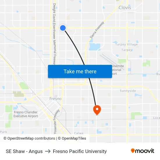 SE Shaw - Angus to Fresno Pacific University map