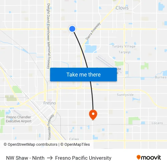 NW Shaw - Ninth to Fresno Pacific University map