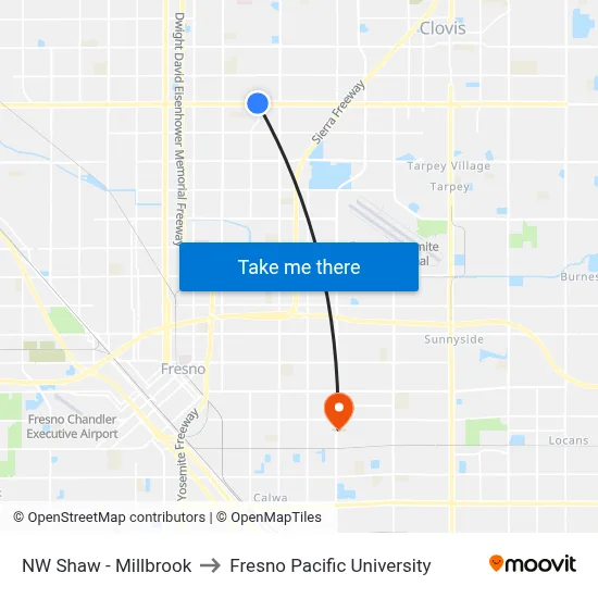 NW Shaw - Millbrook to Fresno Pacific University map