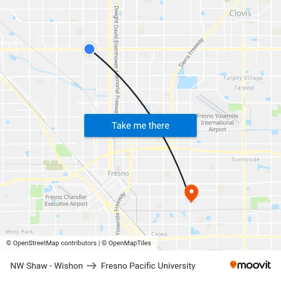 NW Shaw - Wishon to Fresno Pacific University map