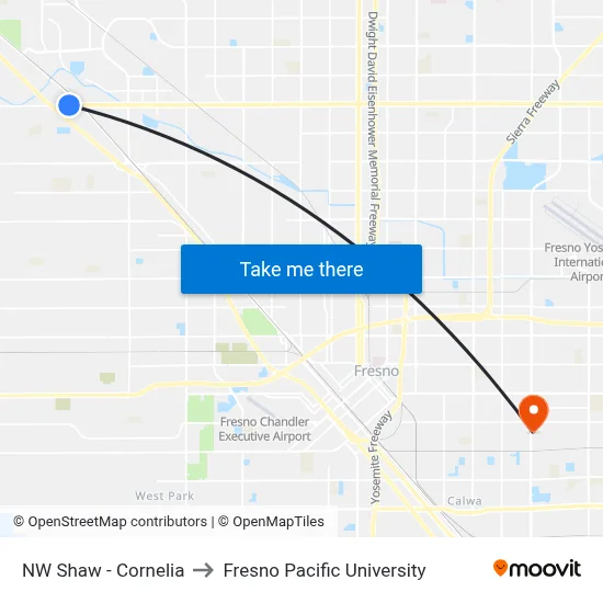 NW Shaw - Cornelia to Fresno Pacific University map