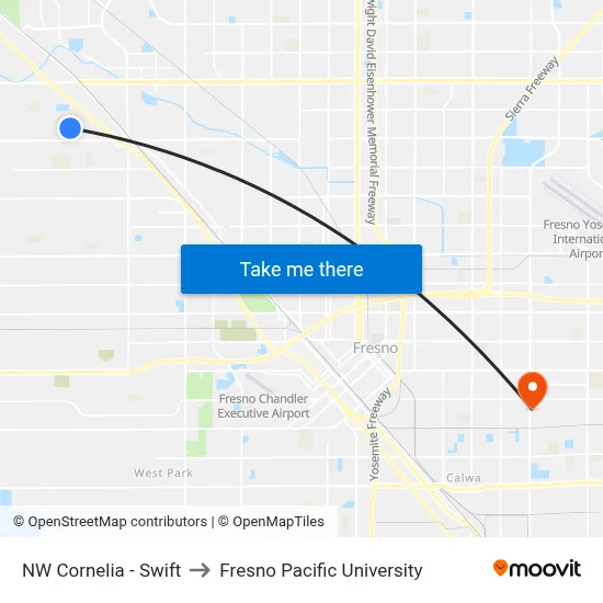 NW Cornelia - Swift to Fresno Pacific University map