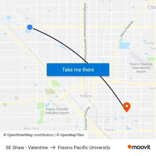 SE Shaw - Valentine to Fresno Pacific University map